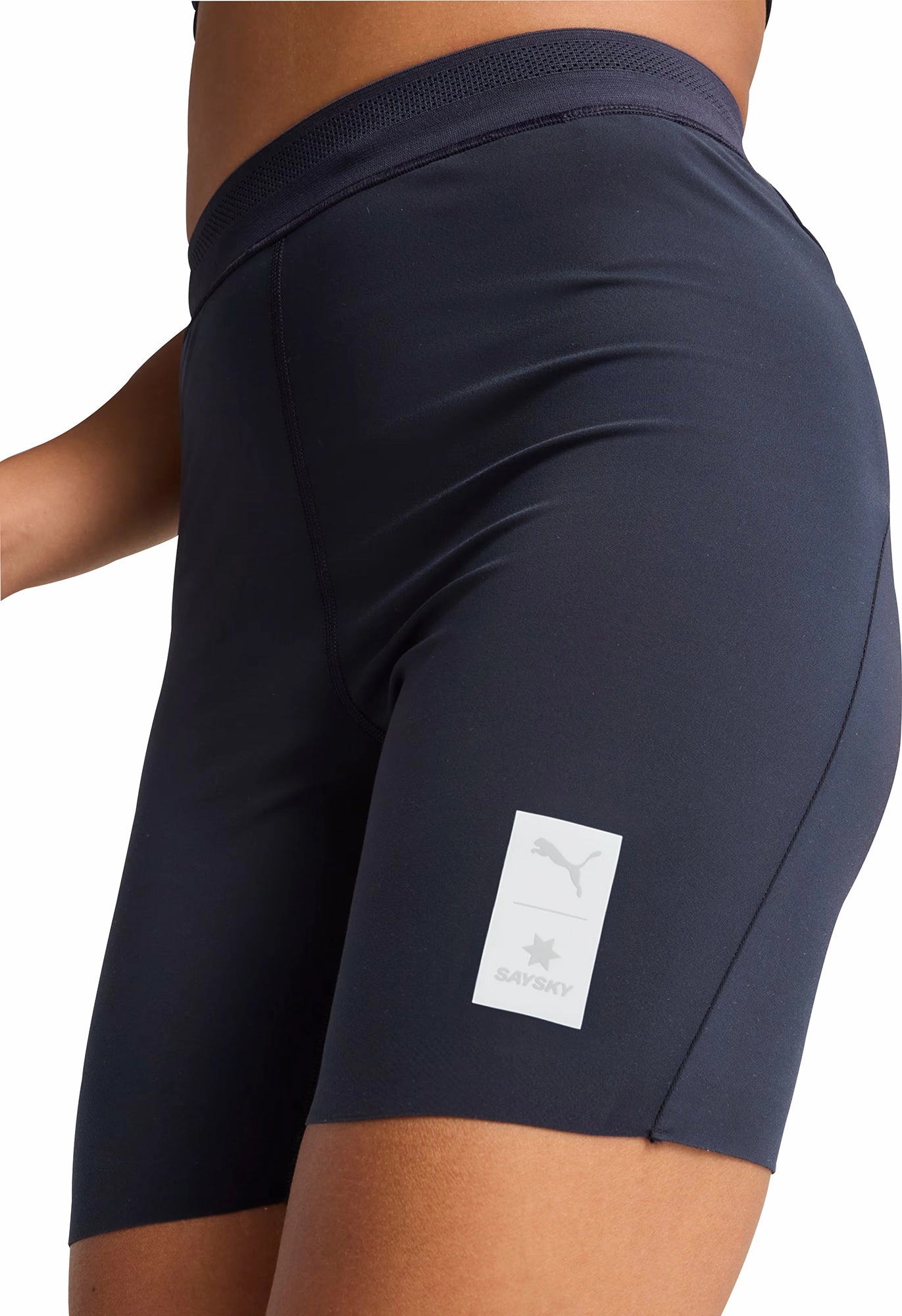 Puma X SAYSKY 7 Inch Womens Short Running Tights - Blue Abrasion Resistant Hem Performance Comfort