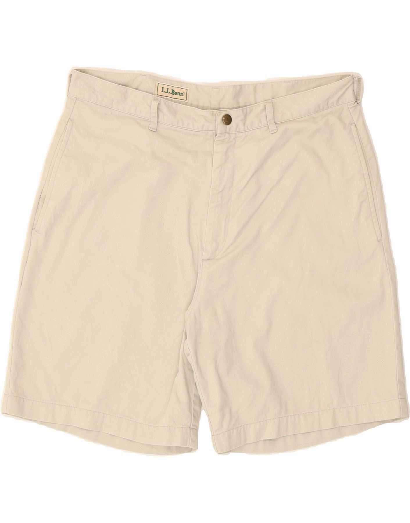 Cotton shorts L.L.BEAN Mens Chino Shorts W35 Large Off White Cotton
