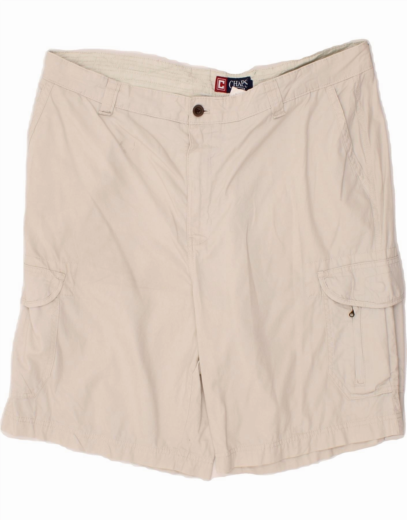 CHAPS Mens Cargo Shorts W42 2XL Off White Cotton Urban Style