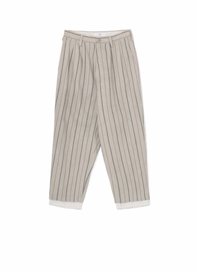 Durable Seams Sleek Fit COTTON STRIPE INK DYED DOUBLE TUCK TAPERED PANTS