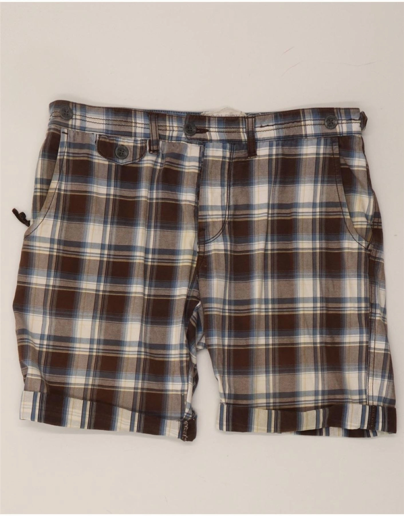 Everyday Outfit Ultra Soft Touch WOOLRICH Mens Casual Shorts W33 Medium  Brown Check