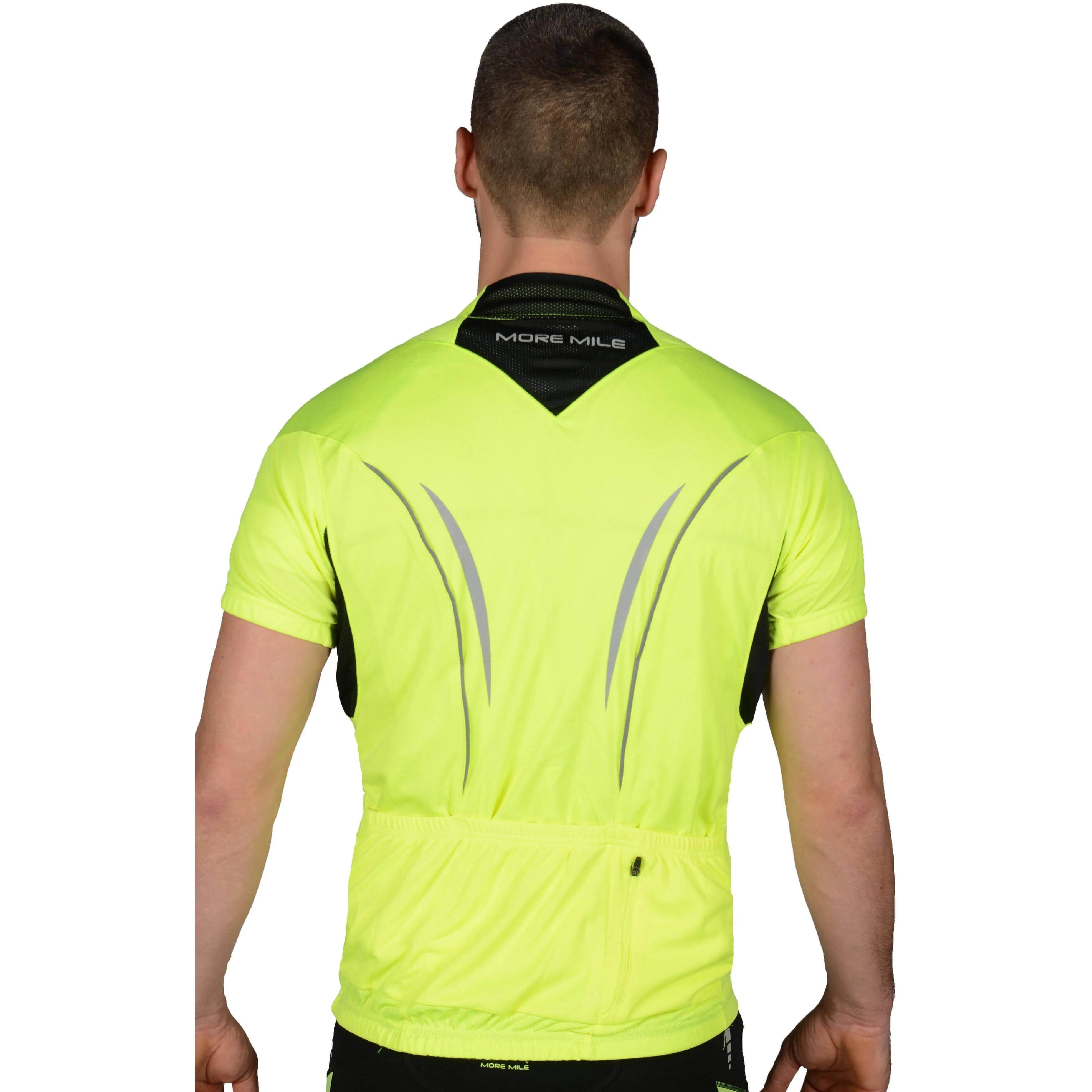 Bold Style More Mile Short Sleeve Half Zip Mens Cycling Jersey - Hi Viz Yellow
