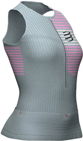 petite size Compressport Tri Portural Half Zip Womens Running Vest Tank Top - Grey