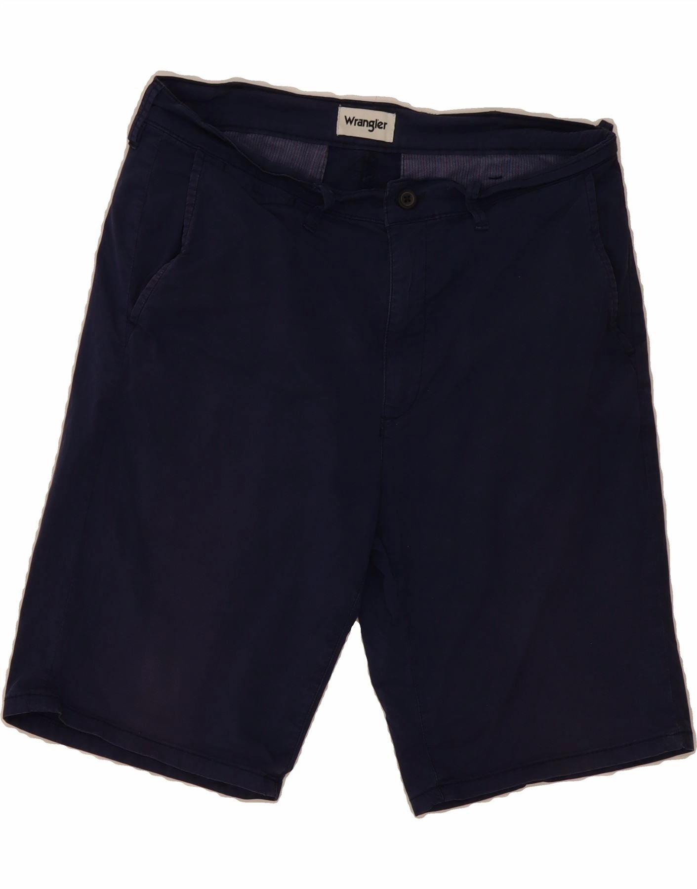 WRANGLER Mens Chino Shorts W32 Medium Navy Blue Cotton Breathable layers