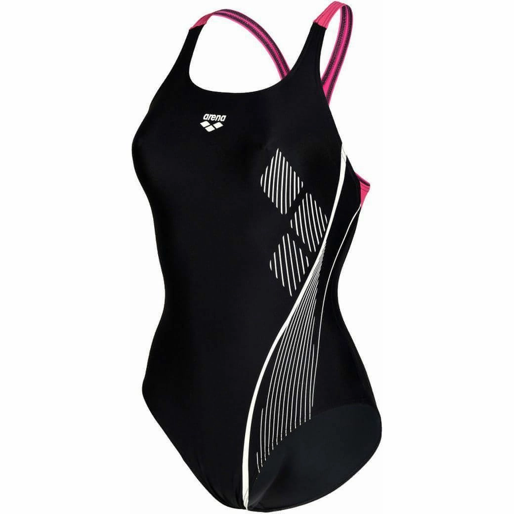 Sweat Resistant Material Arena Graphic Pro Back Womens Swimsuit - Black