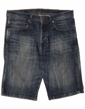 Sweat Wicking Fabric WRANGLER Mens Kurt Camo Denim Shorts W29 Small  Blue Cotton