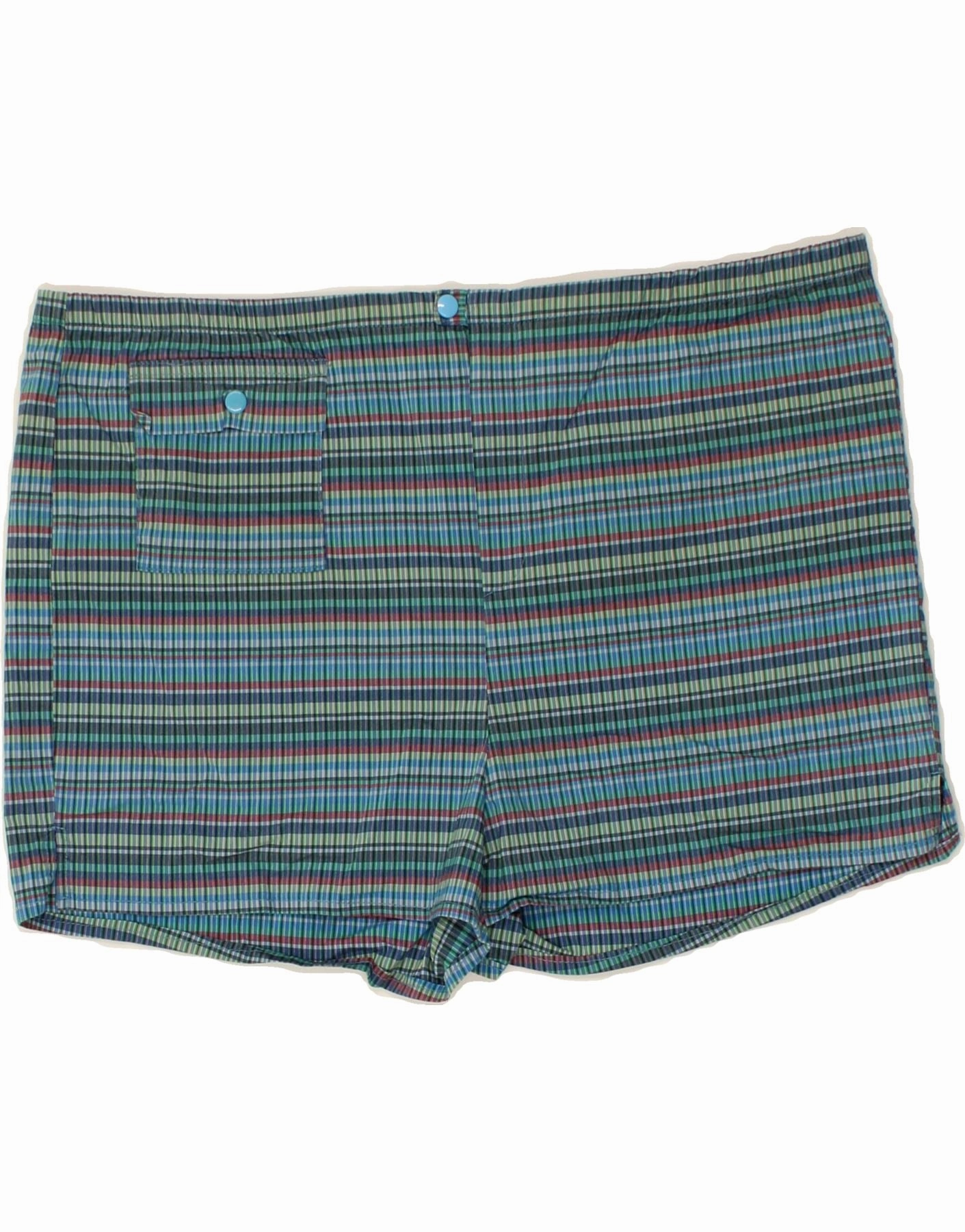 Fashionable Look Everyday Style VINTAGE Mens Shorts W36 Large  Blue Striped Cotton