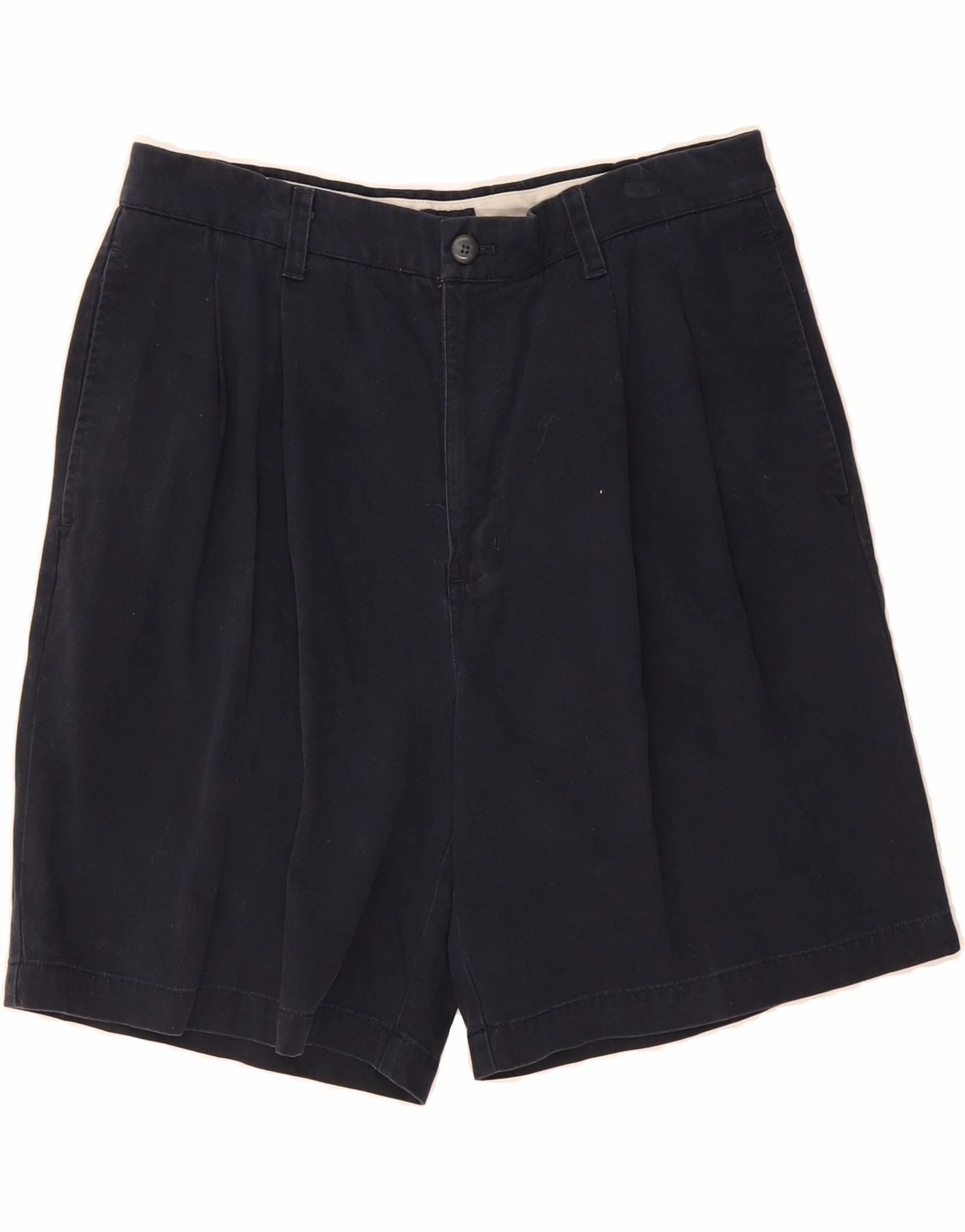 Easy Flow Fit Fastening Closure IZOD Mens Pegged Chino Shorts W34 Large  Navy Blue Cotton