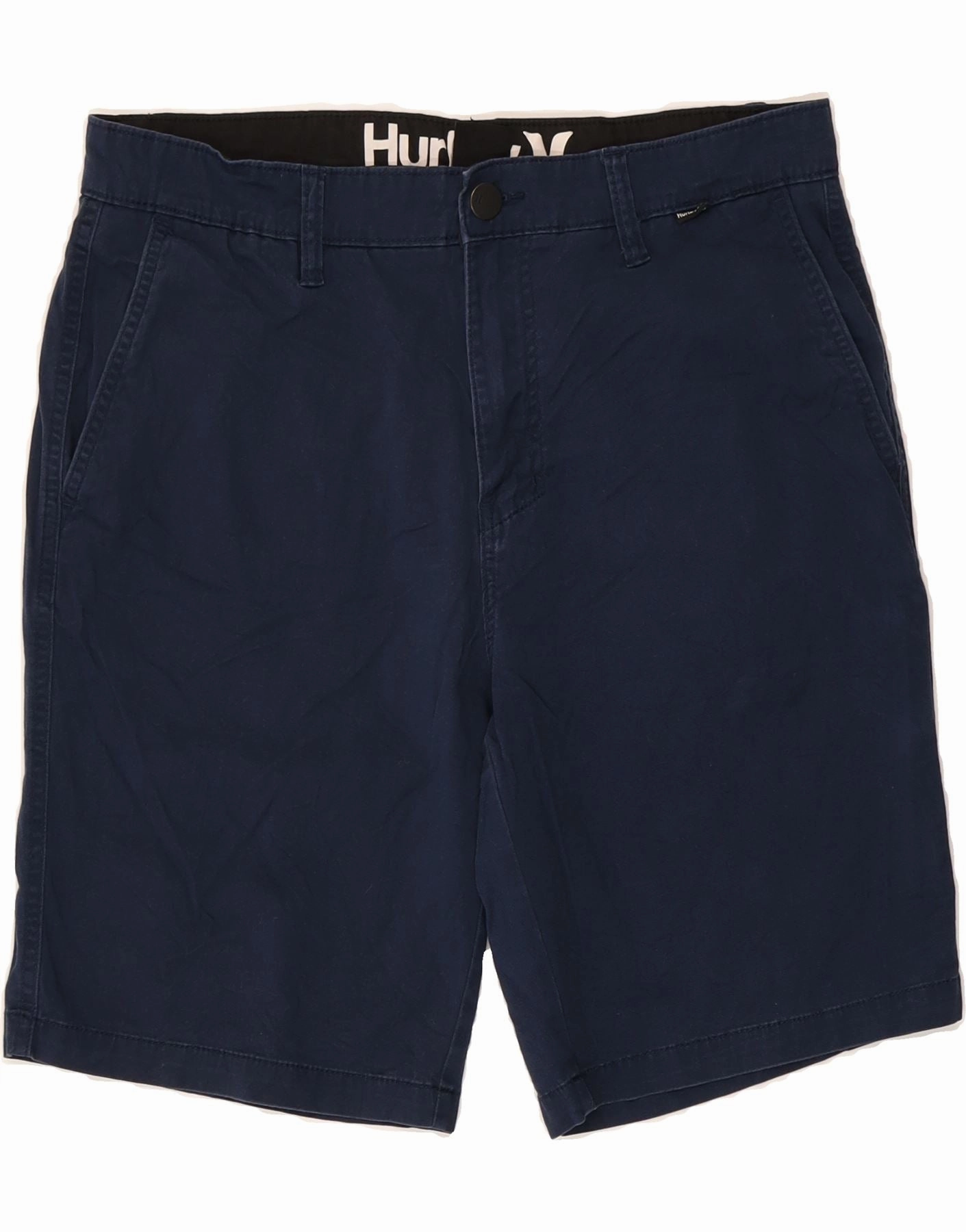 HURLEY Mens Chino Shorts W32 Medium Navy Blue Cotton Artisanal Tactical Attachment Loops