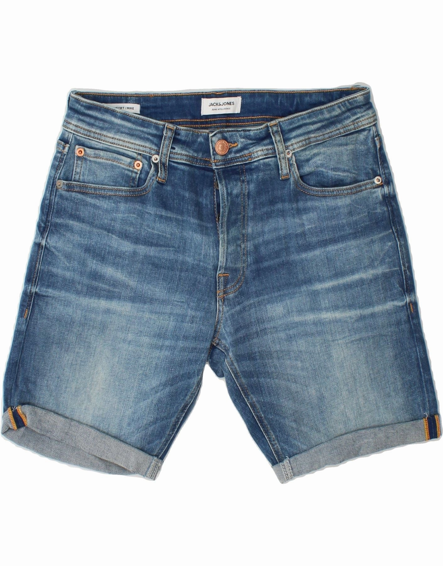 JACK & JONES Mens Mike Denim Shorts W32 Medium Blue Cotton Beach Vibes Sun Protection
