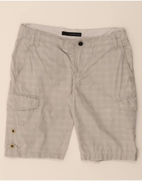 CALVIN KLEIN Mens Cargo Shorts W32 Medium Grey Check Cotton Faux Leather