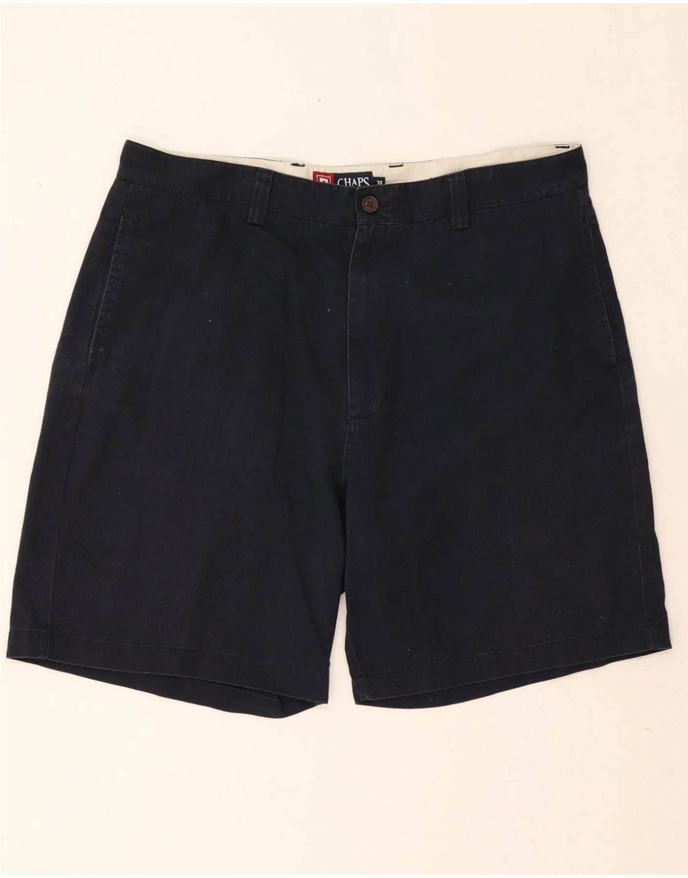 Slim Stretch Motion Ready CHAPS Mens Chino Shorts W38 XL  Navy Blue Cotton