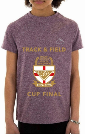 More Mile ESAA Cup Final Junior Short Sleeve Running Top - Purple Low Profile Silhouette DoubleStitched Seams