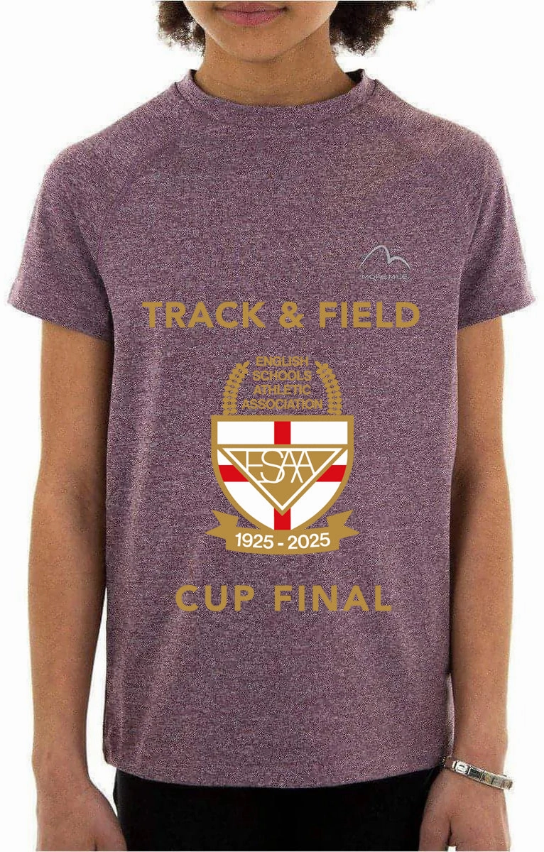 More Mile ESAA Cup Final Junior Short Sleeve Running Top - Purple Multi Directional Stretch