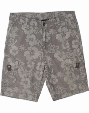 SNEAKER FREAK  Mens Cargo Shorts XL W38 Grey Floral Cotton Run Ready Active Style