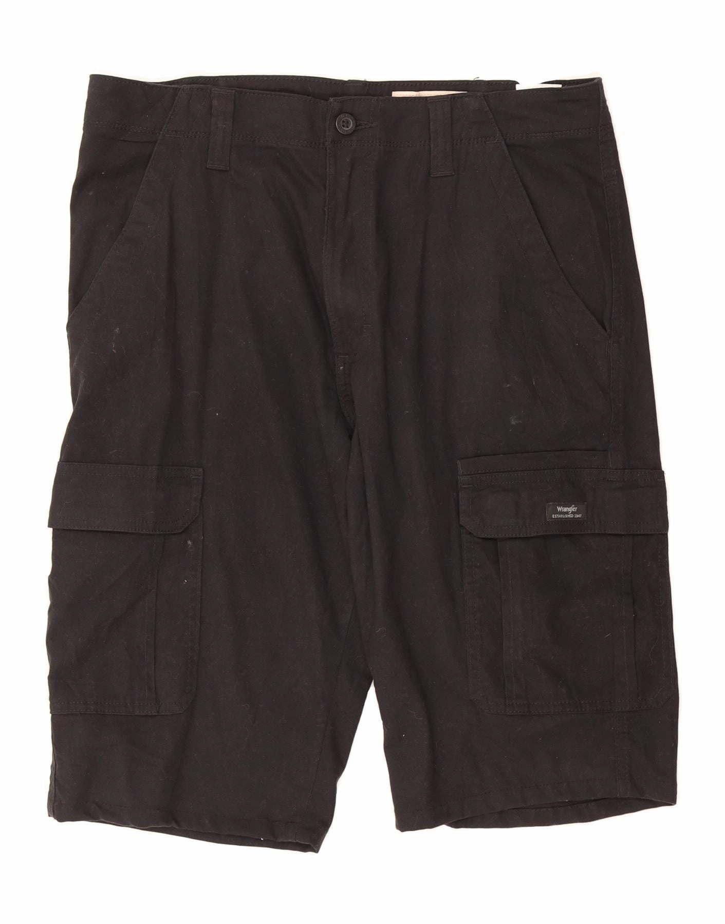 Light Flex Wear Fitness Enthusiast WRANGLER Mens Relaxed Fit Cargo Shorts W32 Medium Black Cotton