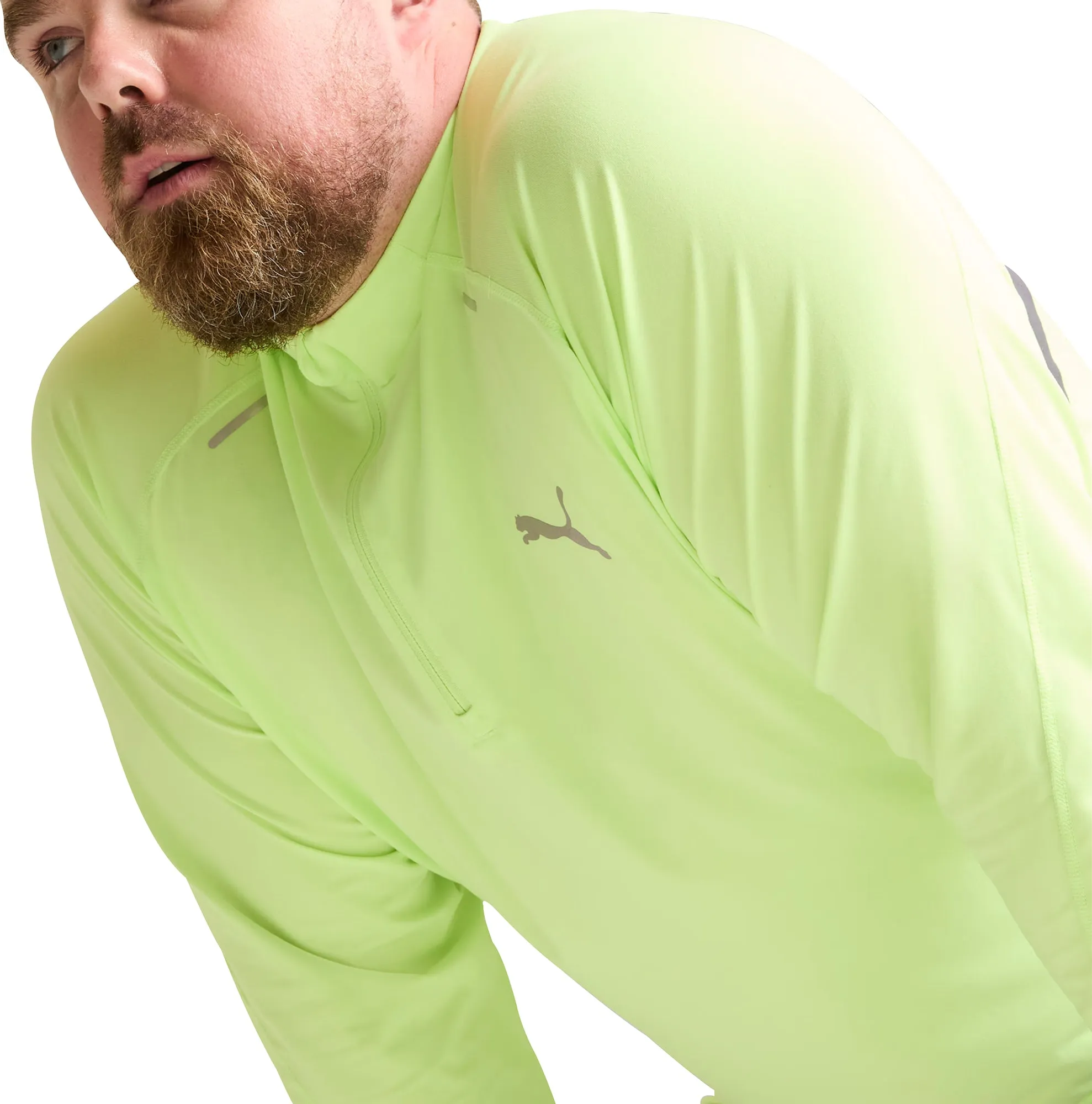 Outdoor Look NeutralTonesCollection Puma Run Cloudspun Half Zip Long Sleeve Mens Running Top - Green