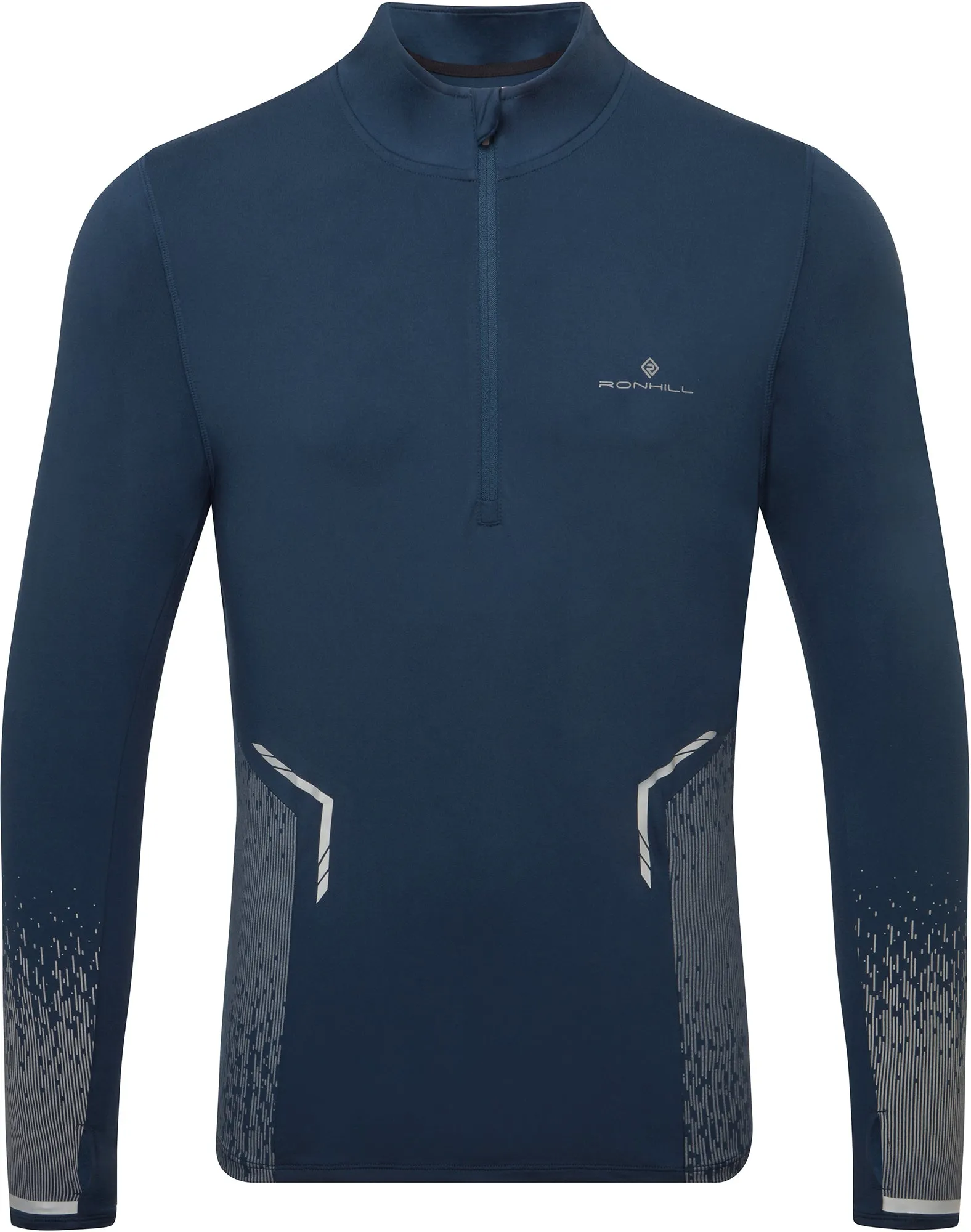 Ronhill Tech Reflect Half Zip Long Sleeve Mens Running Top - Blue Autumn coziness MinimalistDesign
