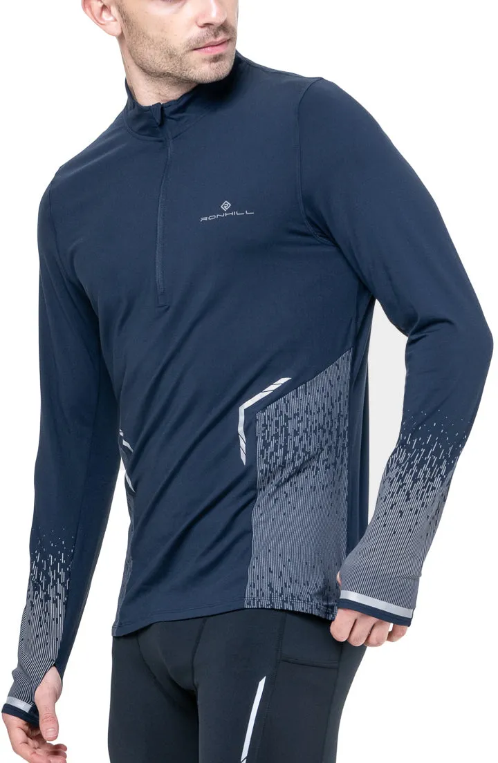 Adventure Ronhill Tech Reflect Half Zip Long Sleeve Mens Running Top - Blue