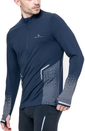 Ronhill Tech Reflect Half Zip Long Sleeve Mens Running Top - Blue Sporty Look Wear