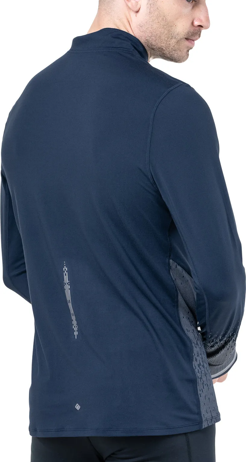 Ronhill Tech Reflect Half Zip Long Sleeve Mens Running Top - Blue Moisture wicking anniversary