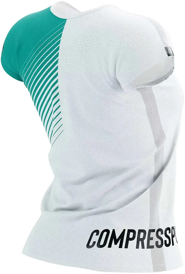 Compressport SwimBikeRun 2023 Short Sleeve Womens Running Top - White Thermal regulation