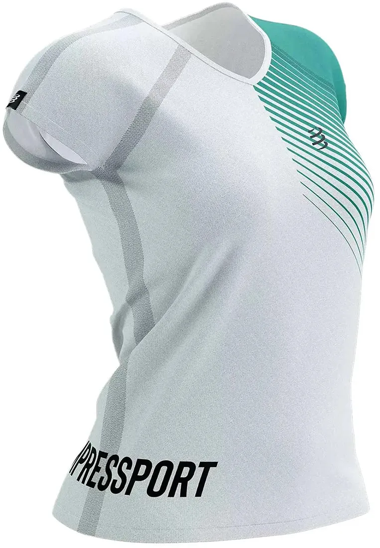 Wool combination Compressport SwimBikeRun 2023 Short Sleeve Womens Running Top - White