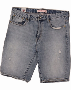 SUPERDRY Mens Denim Shorts W34 Large Blue Cotton Comfort Fit Snug Fit