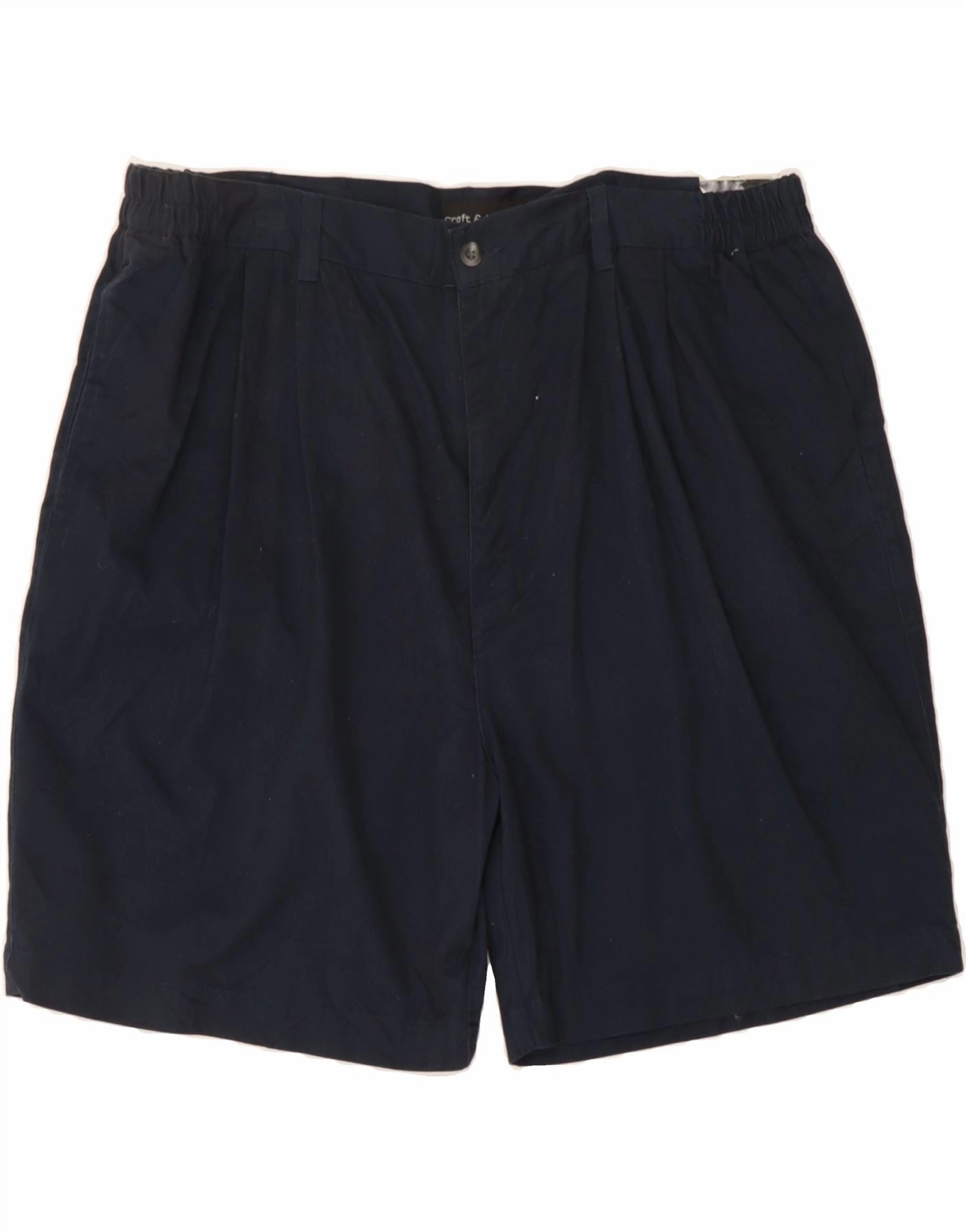 CROFT & BARROW Mens Pegged Chino Shorts W40 XL Navy Blue Cotton Versatile Fit Wool blend