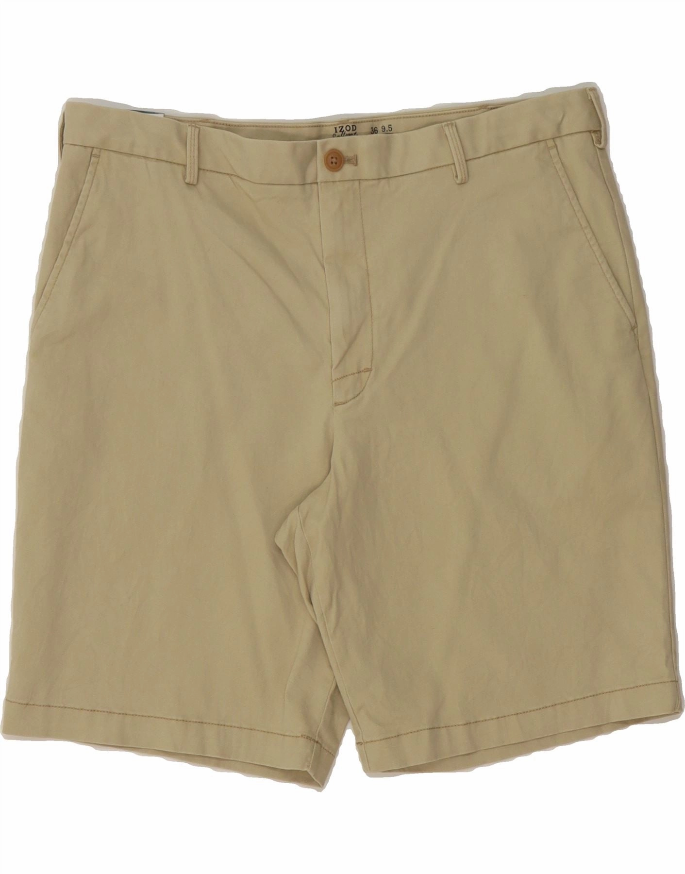 IZOD Mens Stretch Relaxed Fit Chino Shorts W36 Large  Green Cotton Stylish Design Breezy Motion