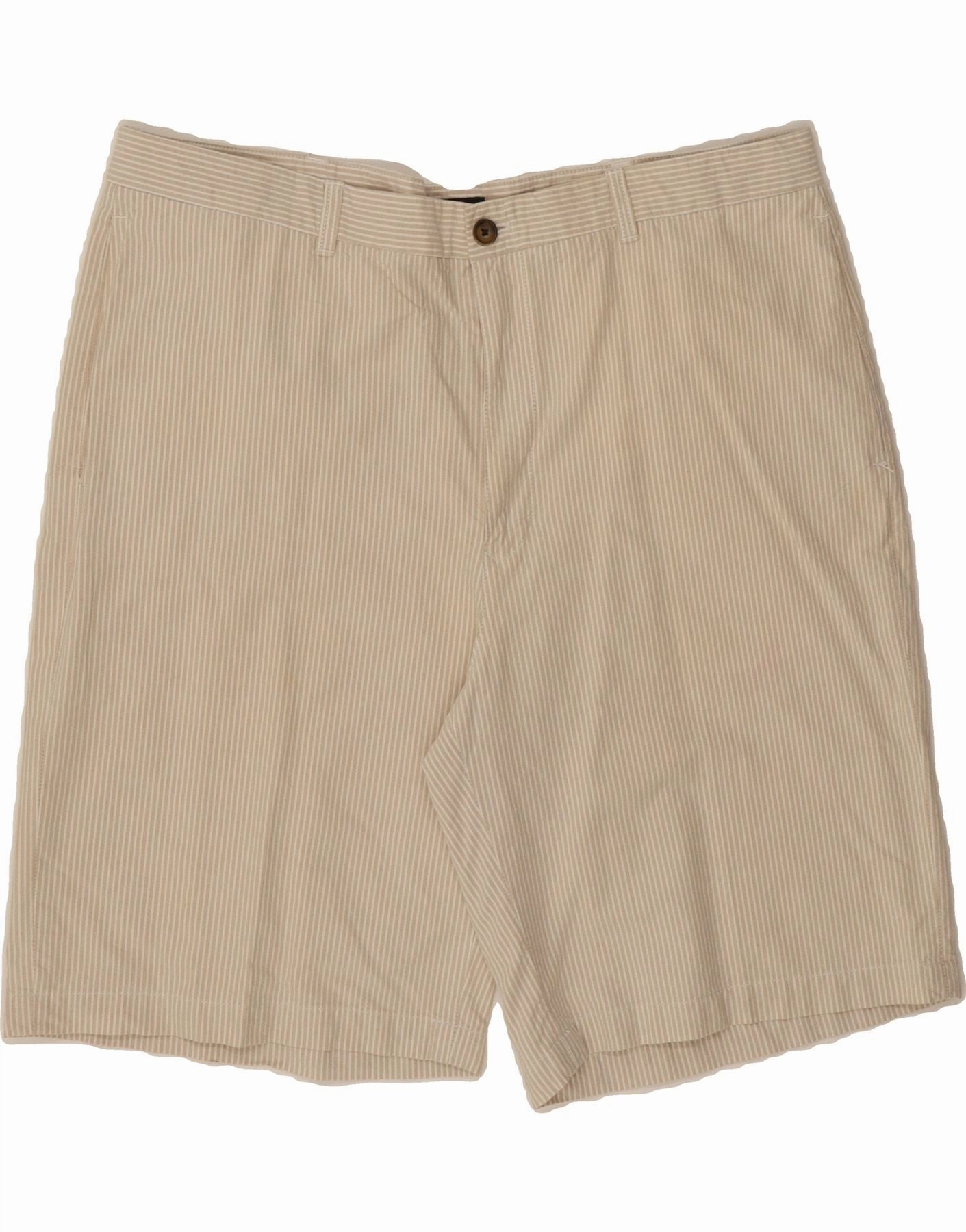 IZOD Mens Chino Shorts W40 XL Beige Pinstripe Cotton Slim performance CompactPackable