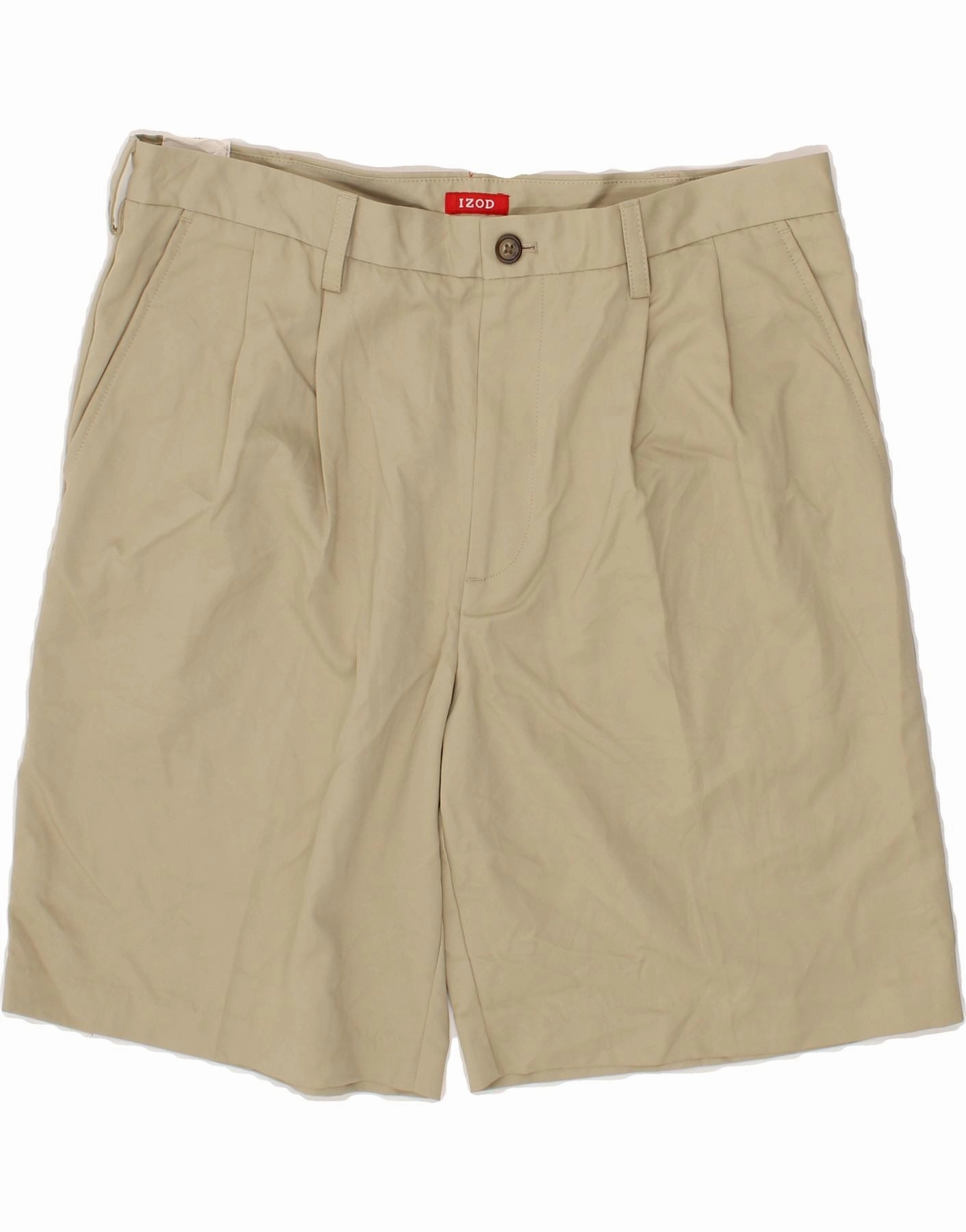 IZOD Mens Pegged Chino Shorts W36 Large Beige Cotton Gusseted Crotch