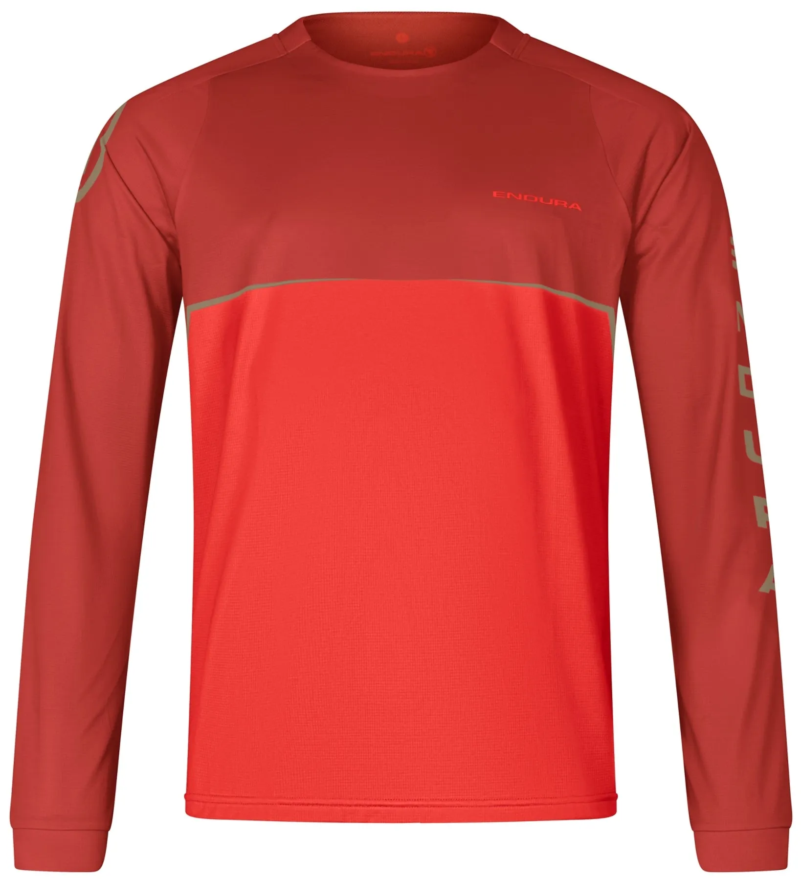 Endura Core Printed Long Sleeve Mens Cycling Jersey - Red TearResistant Fabric Casual Touch