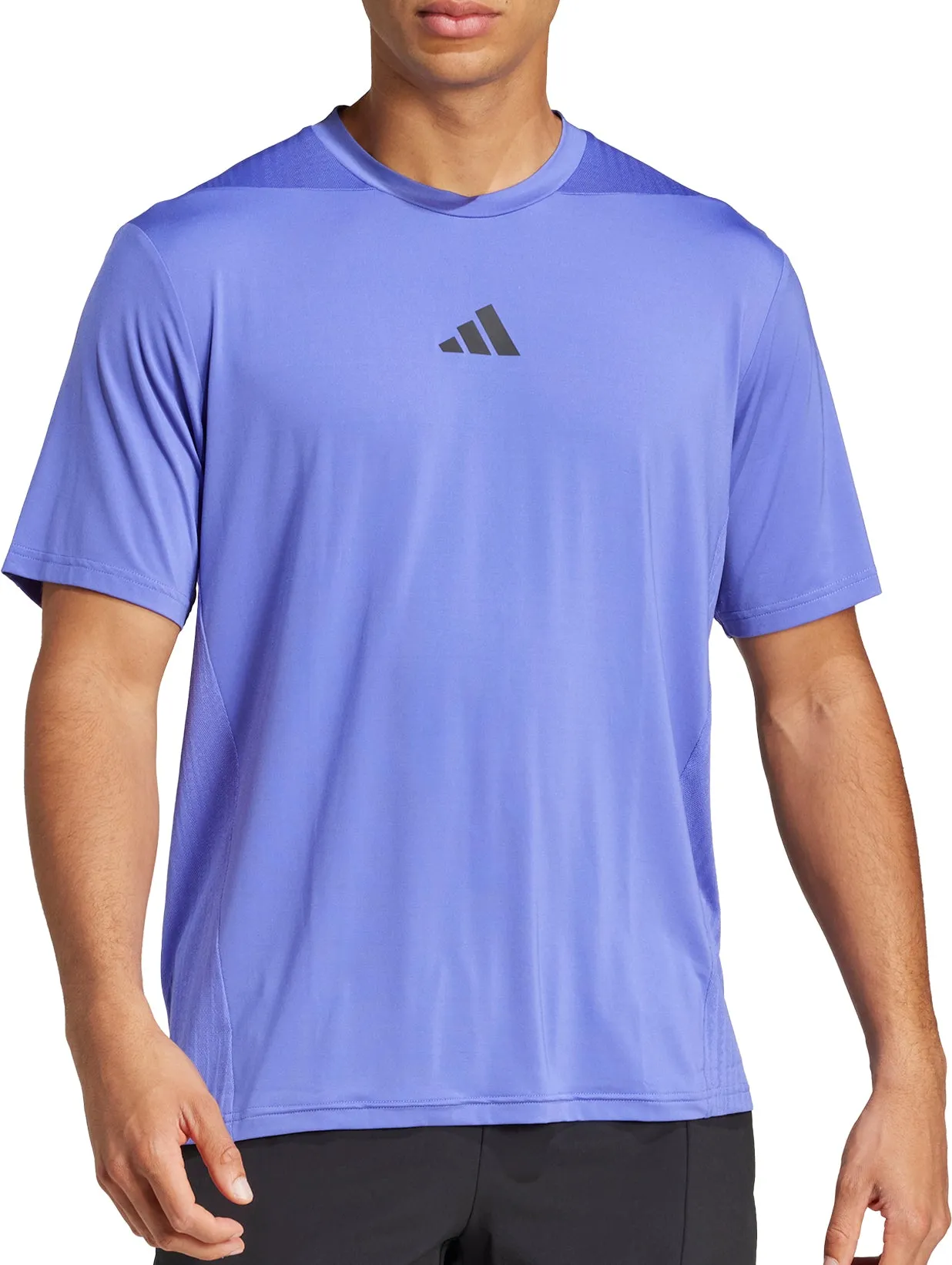 hypoallergenic Comfy Style adidas Designed For Training Intensity Short Sleeve Mens Training Top - Blue