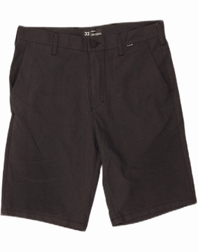 HURLEY Mens Chino Shorts W32 Medium  Grey Pinstripe Polyester Tactile Feedback Loops No Slip Grip