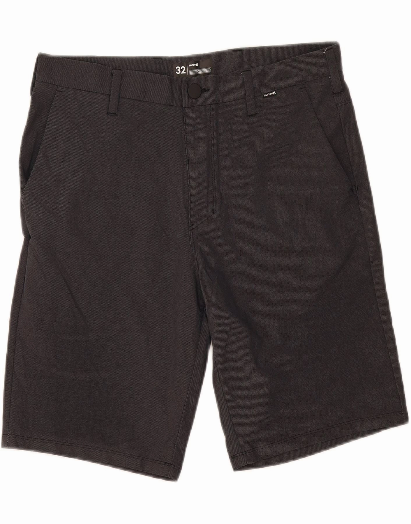 HURLEY Mens Chino Shorts W32 Medium  Grey Pinstripe Polyester Tactile Feedback Loops No Slip Grip