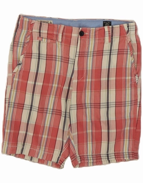 SONNYBONO Mens Chino Shorts W33 Medium  Red Check Functional Waist Outdoor Essentials
