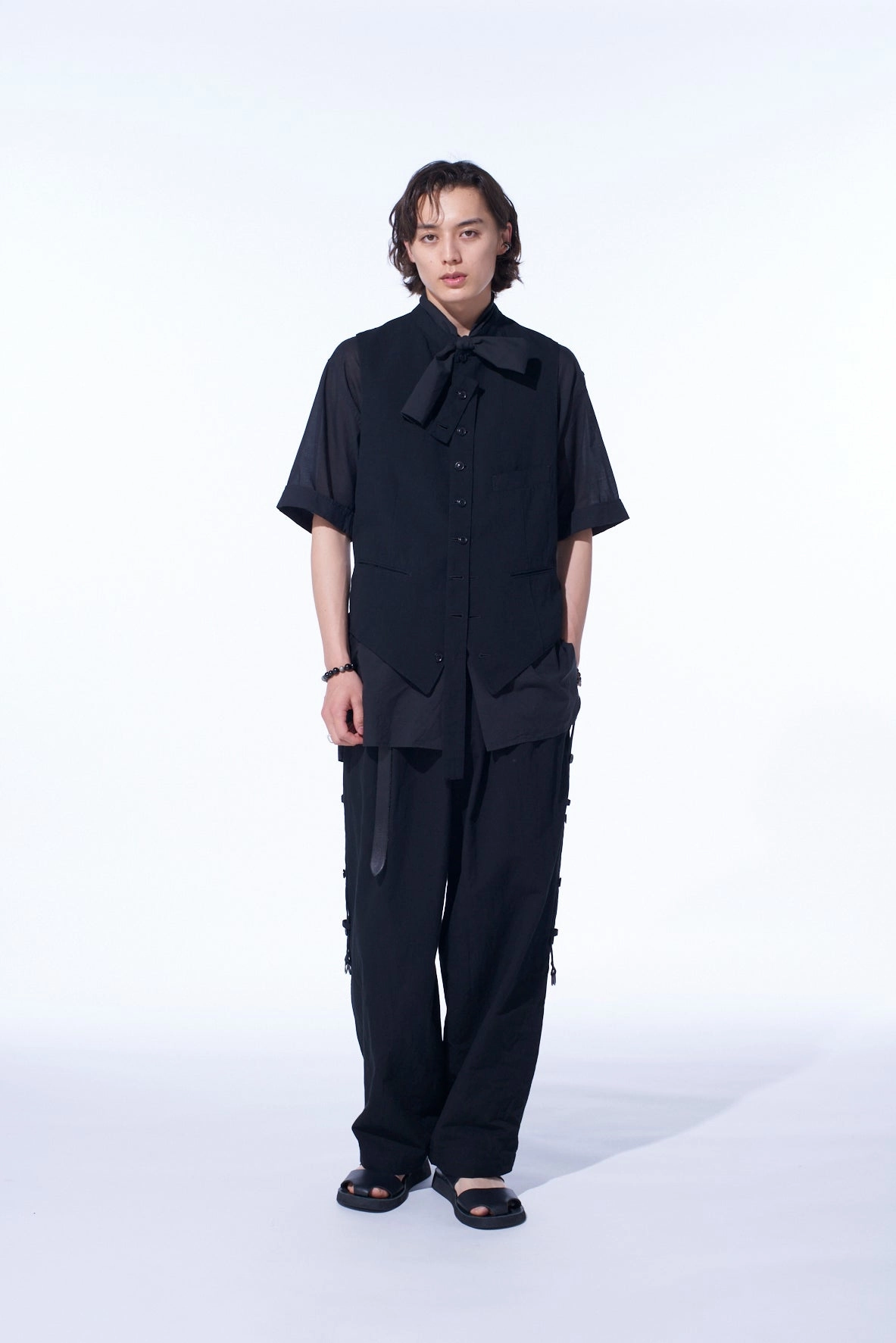 COTTON/LINEN DUNGAREE SIDEBANDED PANTS City Ready