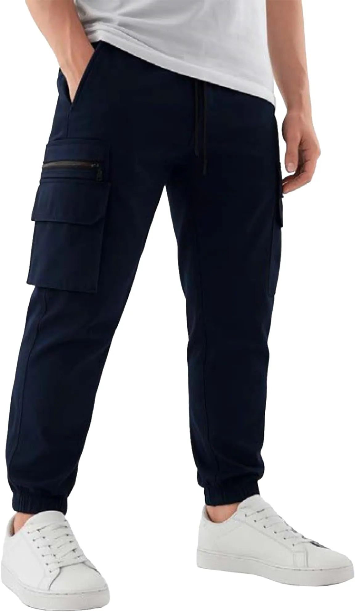 Soulstar Lightweight Mens Cargo Pants - Blue Light support Classic Style