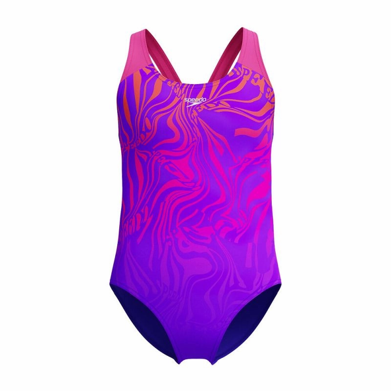 Recycled Material Blend Speedo Girls Digital Placement Splashback One Piece