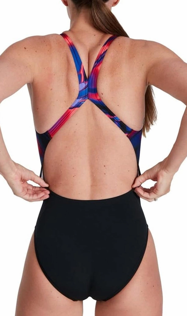 Summer Fashion. Outdoor-Adventure Speedo Placement Digital Powerback Womens Swimsuit - Black