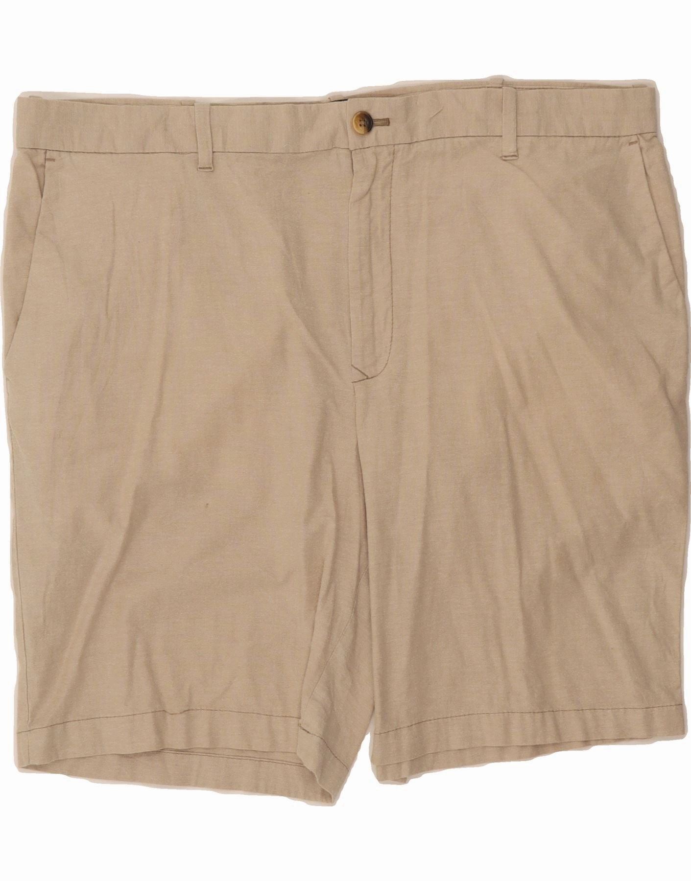 IZOD Mens Chino Shorts W40 XL Beige Cotton Low Profile Zipper