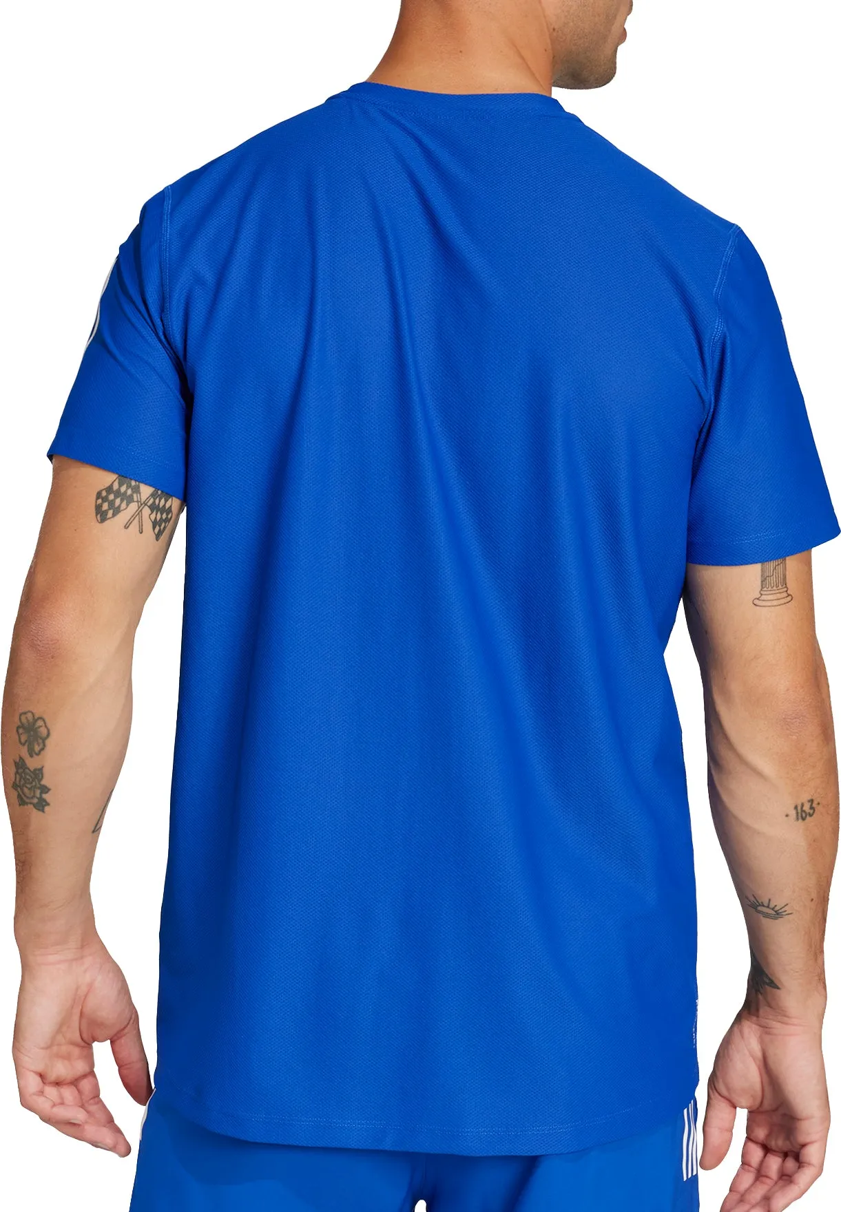 dry cleanable adidas Own The Run Short Sleeve Mens Running Top - Blue