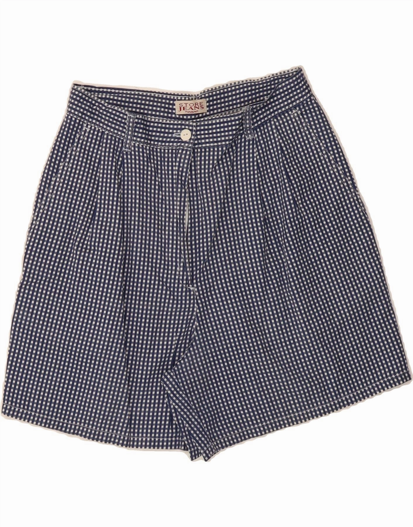 compression support Office Wear VINTAGE Mens High Waist Chino Shorts IT 46 Small W28  Navy Blue Gingham