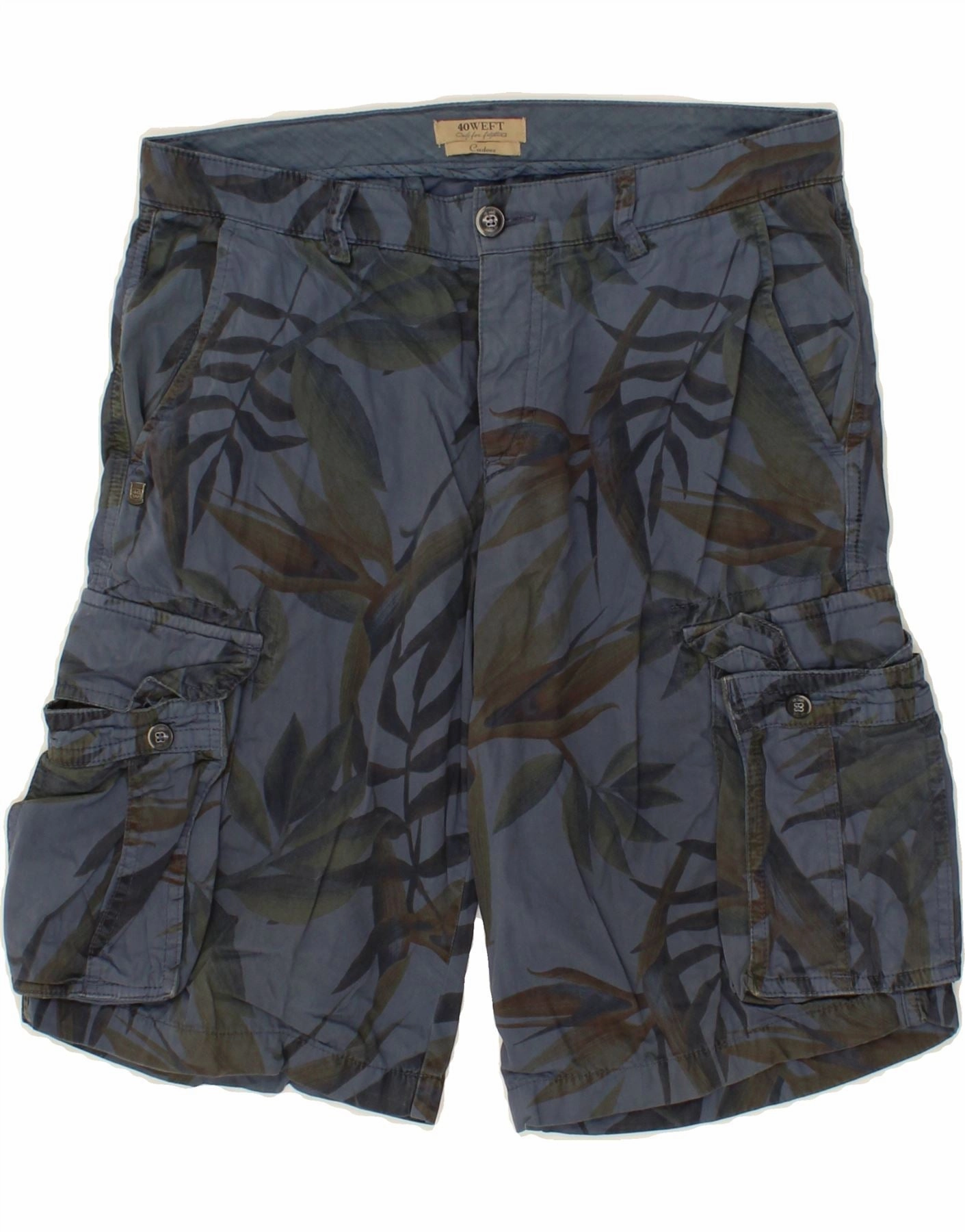 40WEFT Mens Cargo Shorts IT 46 Small W29  Blue Floral Cotton Quick Pocket Access Non Restrictive Waistband