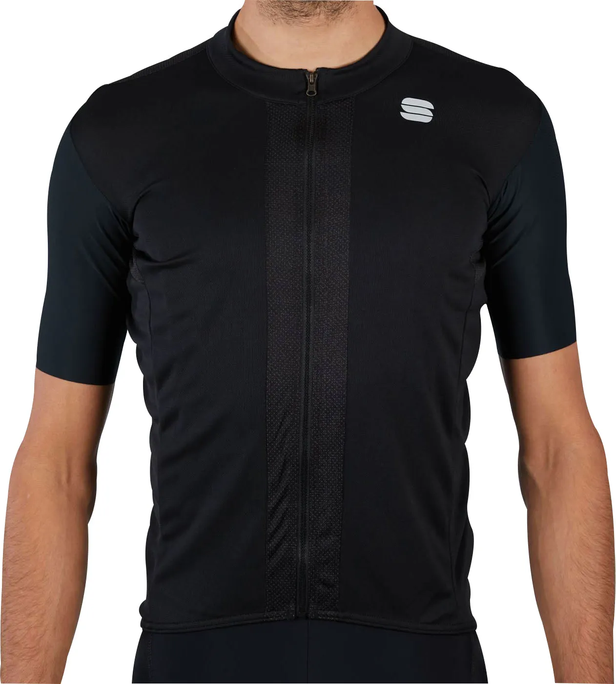 Comfortable Stretch Beaded details Sportful Strike Short Sleeve Mens Cycling Jersey - Black