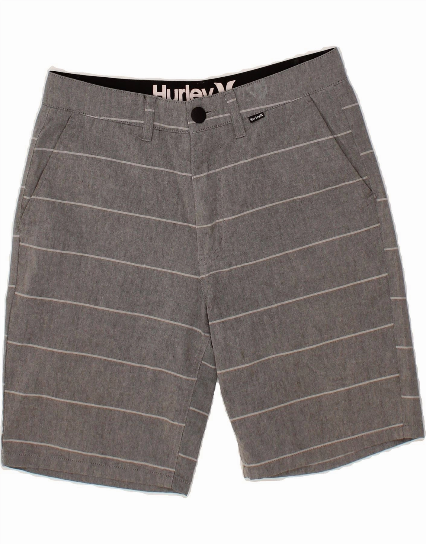 Travel Shorts HURLEY Mens Chino Shorts W28 Small Grey Striped Cotton
