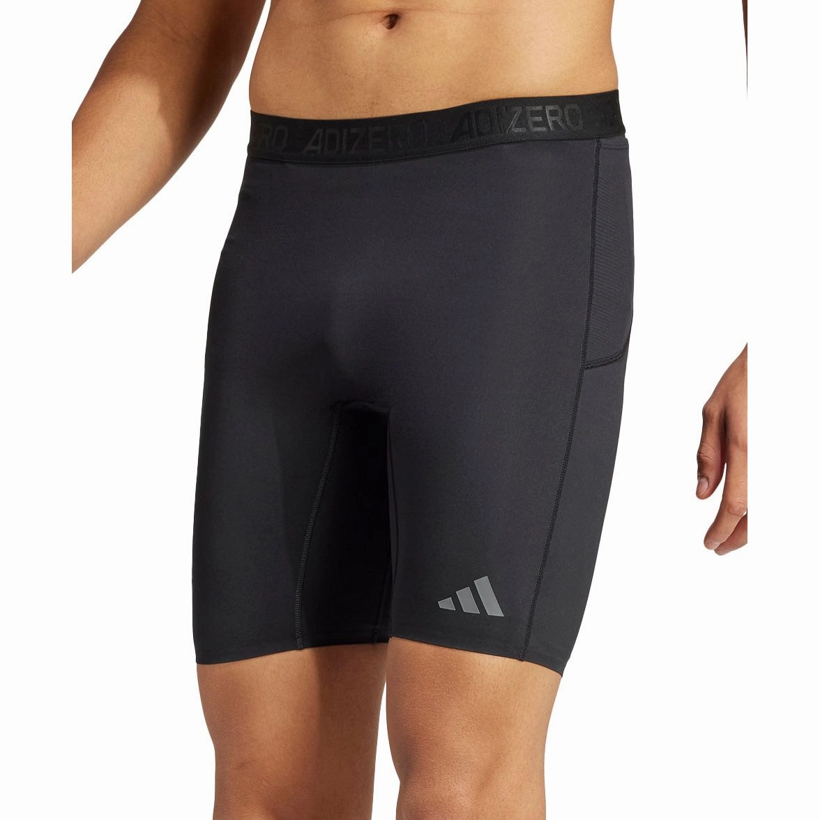 Abrasion Resistant Hem Antibacterial adidas Adizero Mens Short Running Tights - Black