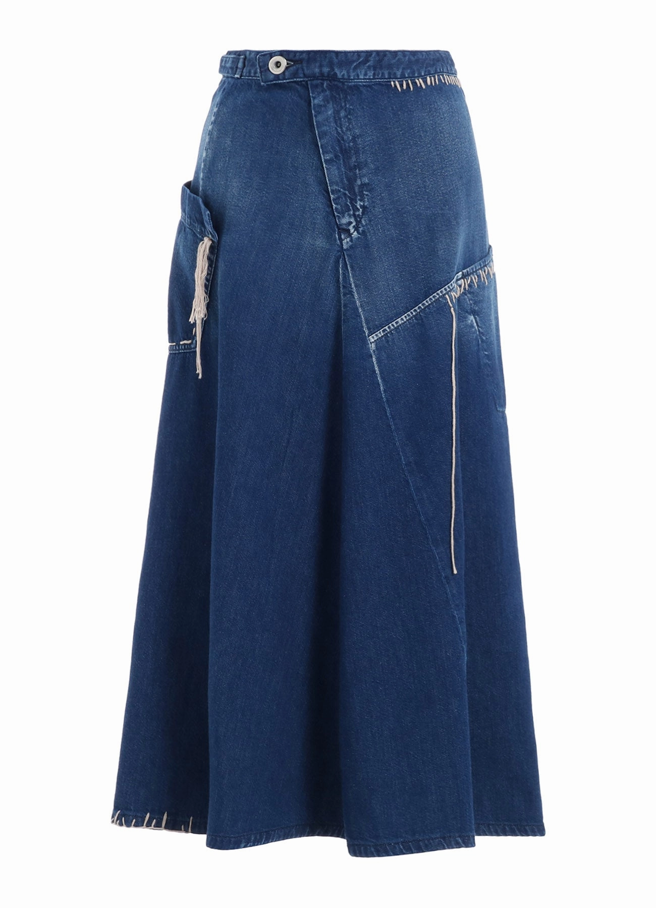 SPOTTED DENIM FLARE SKIRT WITH GUSSET SoftCottonBlend