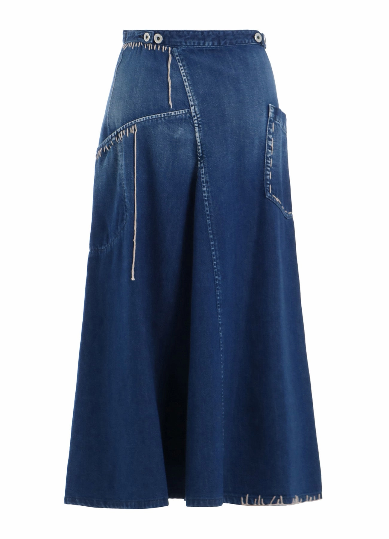 UVProtection SPOTTED DENIM FLARE SKIRT WITH GUSSET